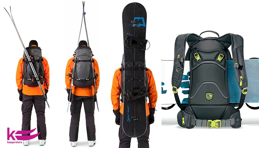 Какие бывают крепления лыж и сноуборда на рюкзаке